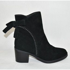 New! UGG 'Fraise Whipstitch Bow Bootie' Black Suede Boot Size 9 1018783 T7